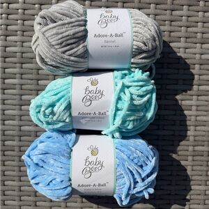 Adore-A-Ball Yarn Set - Flannel, poolside vibes , Baby's Blue